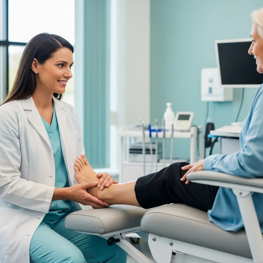 Especialista atendiendo a un paciente en consulta de podología